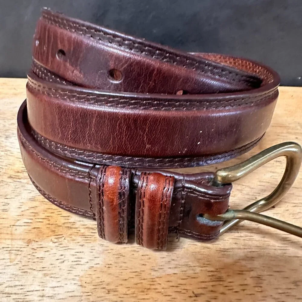 Vintage Mahogany Oil Tanned Cowhide  brass Buckle Mens Size Large 34-36
